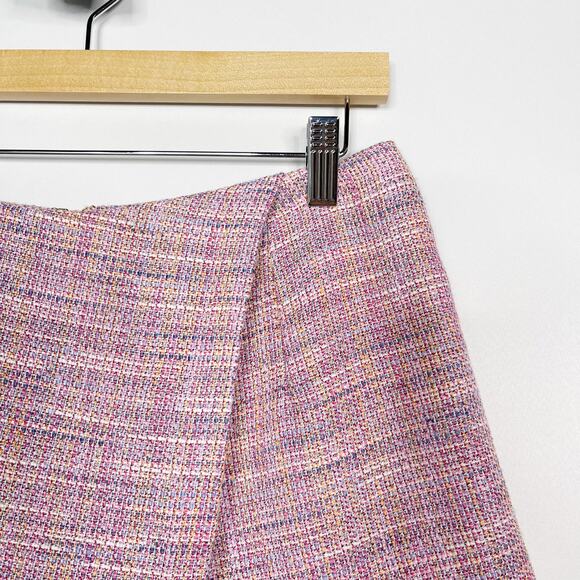 Lovers + Friends Medium M Pink Stargazer Tweed Mini Skort Wrap Front Shorts Zip - Picture 3 of 12